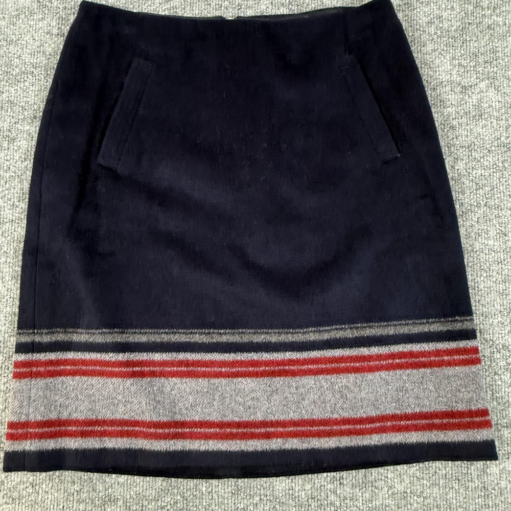 Talbots Skirt Womens 2 Wool Blend Striped Band‎ Pencil Lined Back Zip Classic